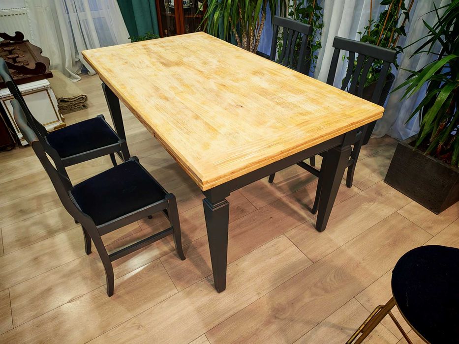 Masa extensibila din stejar cu scaune