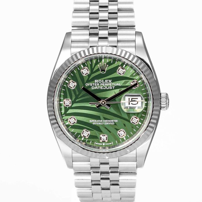 Rolex Datejust 36mm 126234 Green Palm Motif Diamond Dial