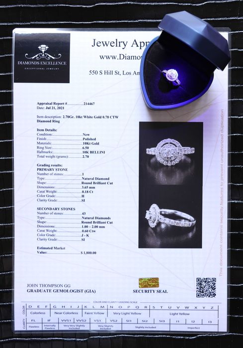 Нов Златен Пръстен с 0.78кт Естествени Диаманти