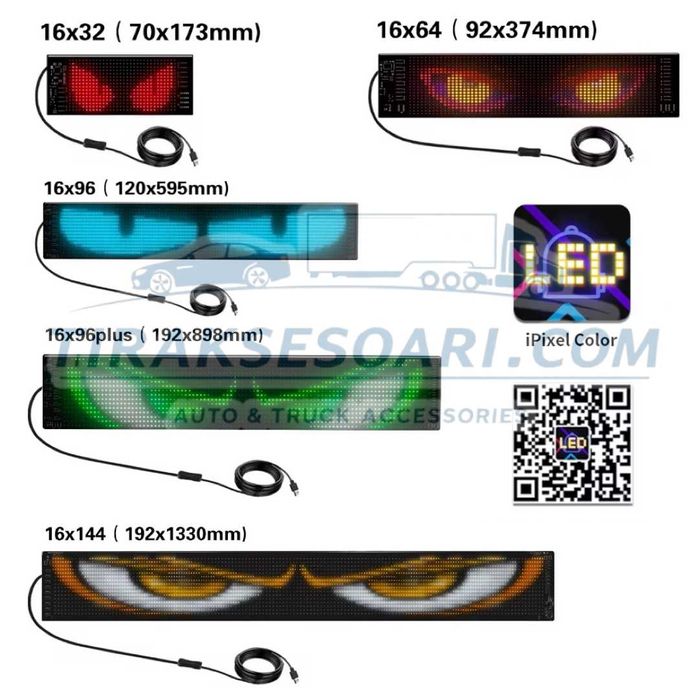 38х9 см LED Диодни Очи за челно стъкло за камиони коли бусове