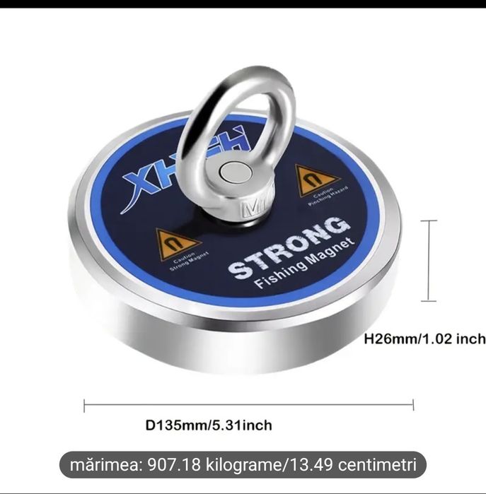 Magnet fishing D90,120,136mm cu forta de 340kg