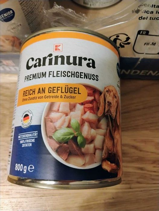 Висок клас консерви Кучешка храна от Кауфланд- Carinura 800 g, 6 броя.