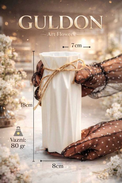 Tabiiy va sun’iy gullar uchun guldon vaza, plastik, kauchuk material