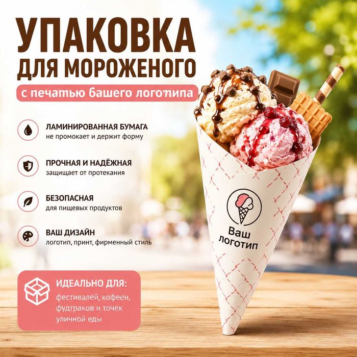 Упаковка для мороженого с печатью вашего логотипа