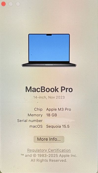 Apple Mackbook Pro M3 Pro 14’ 18Gb 1Tb Space Grey
