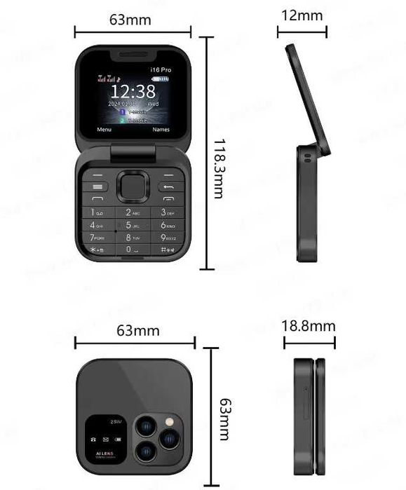 Сгъваем телефон i16 Pro Dual SIM 2G бг меню