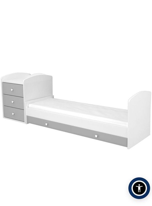 Patut copii transformabil din lemn cu 4 sertare Hubners Patrik Kombi 120x60 cm alb grafit