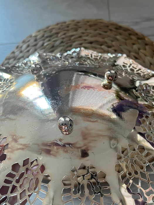 Посребрена фруктиера, поднос за плодове, Queen Anne от 80те, 24см