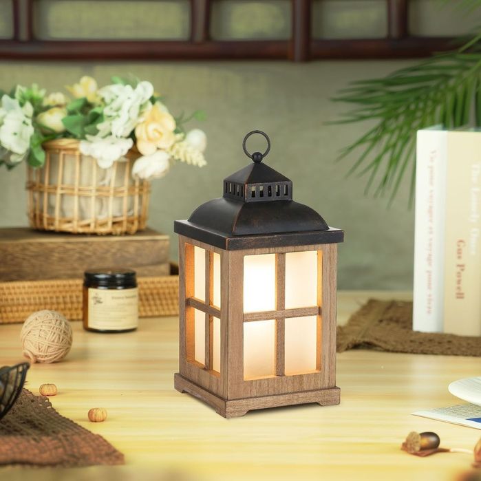 Felinar din lemn electric, lampă și încălzitor de ceară aromatică