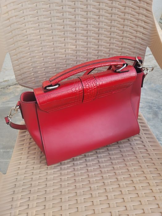 Geantă Enzo Bertini ,piele naturala, roșie