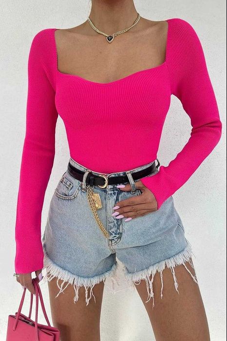 Скидки! Новый Вязаный Розовый Лонгслив Турция