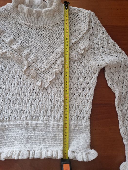 Pulover subtire tricotat Zara Woman Crem M