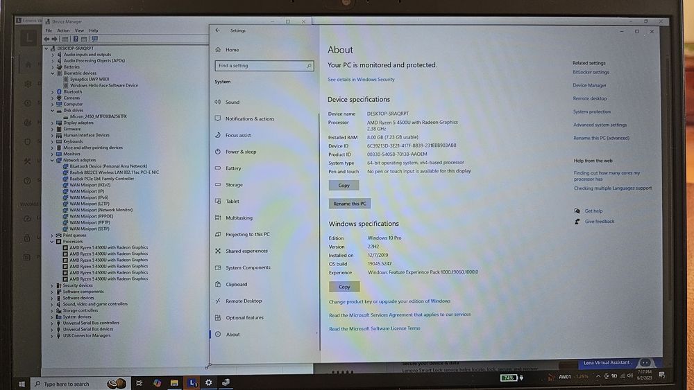 lenovo  thinkpad E14 gen2 ryzen 5 4500u 8gb 256gb
