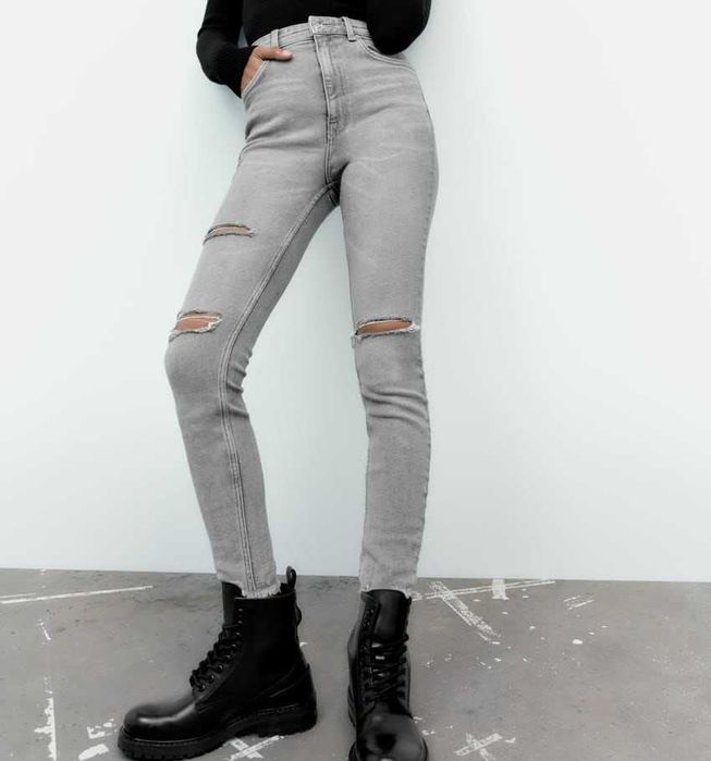 Jeans/blugi Zara mar.32/XXS skinny cu rupturi Nou