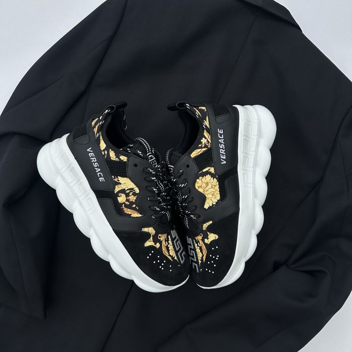 Pantofi Sport Versace Chain Reaction Negru-Baroc motiv- 100% original