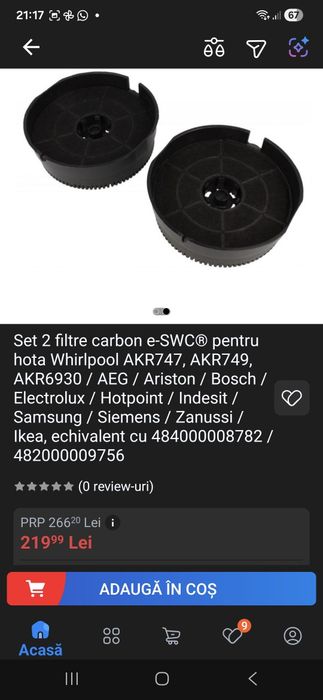 Set 2 filtre cărbune activ ptr.hota.
