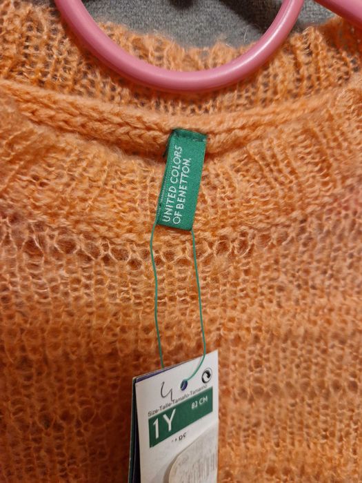 Pulover Benetton cu mohair 1-2 ani nou