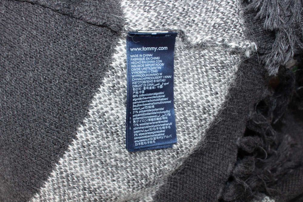 TOMMY HILFIGER дамска жилетка без закопчаване памук вълна с ресни