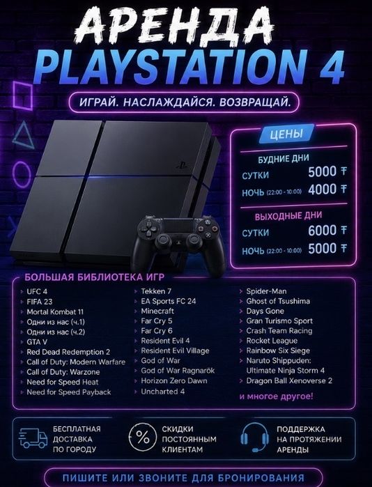 Аренда Ps 4 прокат