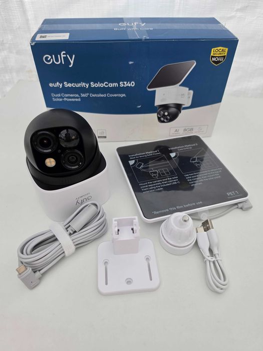 Camera de supraveghere eufy SoloCam S340 Dual Camera, Wireless, Panou Solar