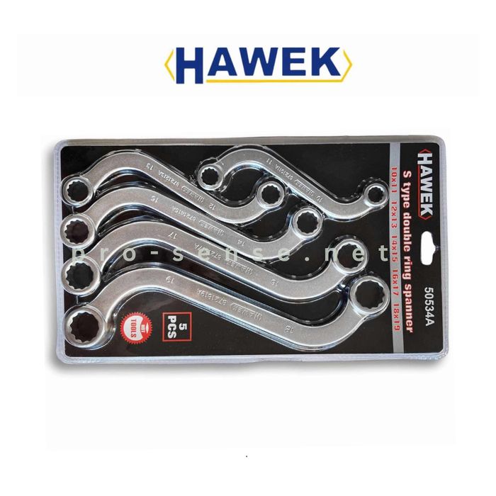 S-образни ключове 10-19мм 5 броя Hawek + ПОДАРЪК маркер за ремъци