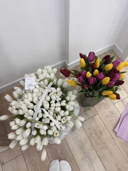 Тюльпаны 150шт в корзине