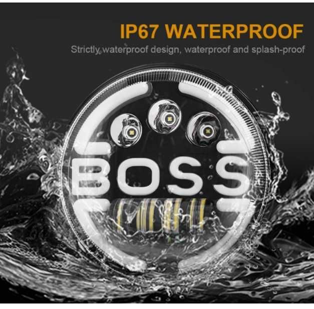 LED фар 7" инча 18см 12V-24V 6500lm за АТВ джип мотоциклет камион и др