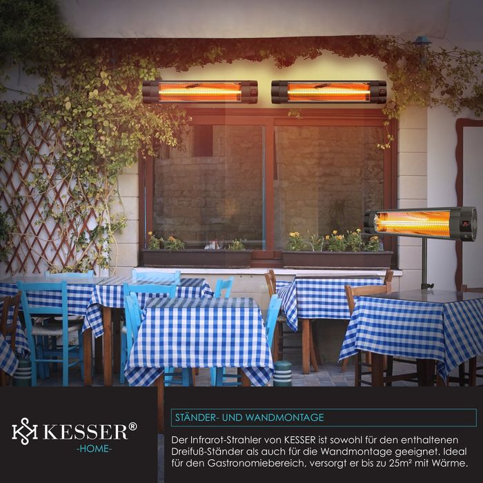 Инфрачервен нагревател KESSER 2500 вата с 3 степени и регулируема в-на