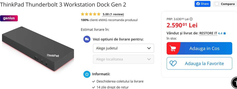 Docking station Lenovo ThinkPad Thunderbolt 3 Workstation Dock Gen 2 230W