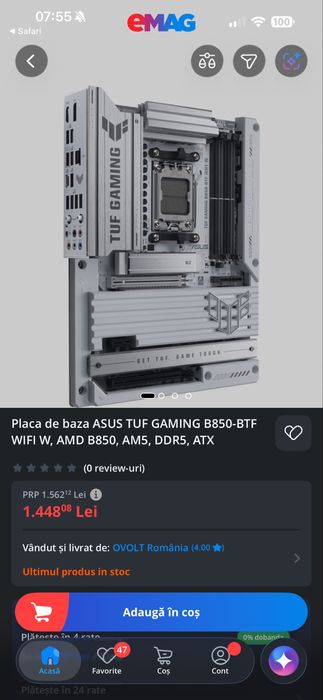 Placa de baza ASUS Tuf Gaming B850-BTF WIFI W
