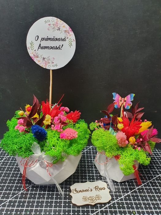 Minivaze mărțișor cu licheni