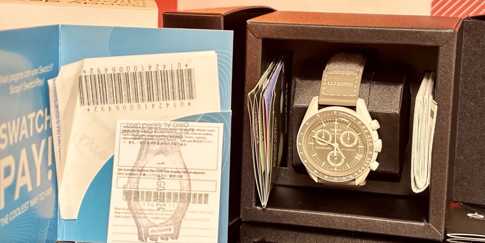 Omega MoonSwatch ,Ceas Original Full set Acte Cutie