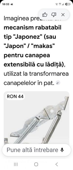 Vand mecanism pentru canapea rabatabila