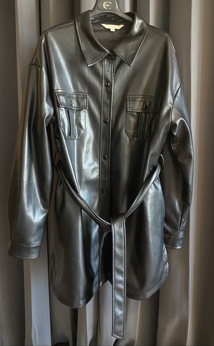 Черно кожено сако/риза   с колан