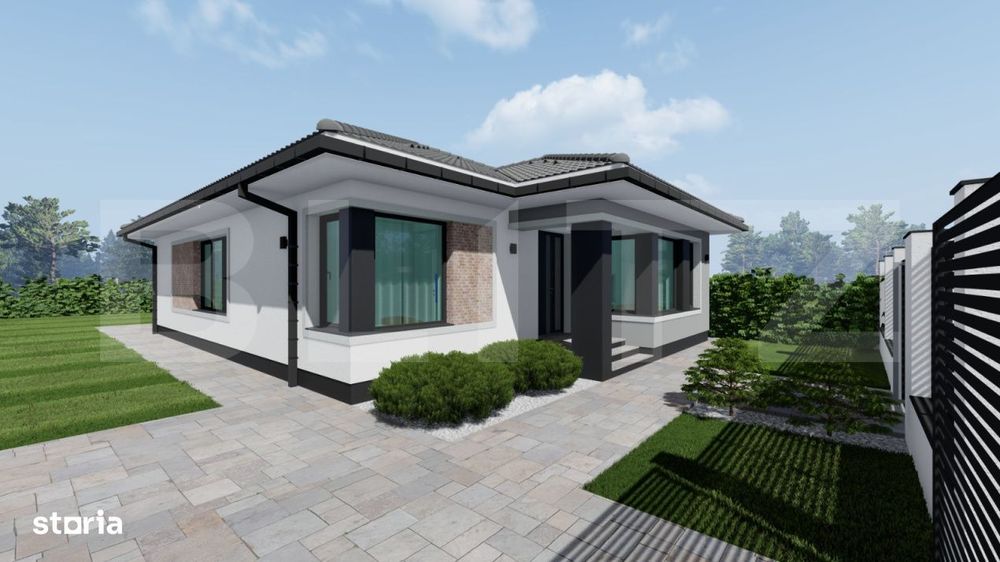 Casa individuala Santandrei cu placa de beton si gard imprejmuire la c