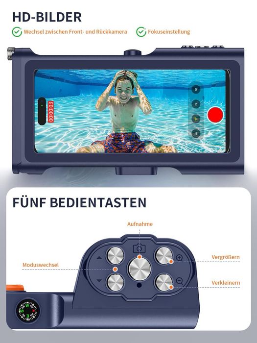 Lanhiem Husă Telefon Subacvatică IPX8 – 15m – Diving – iPhone/Samsung – 4.7-6.9”