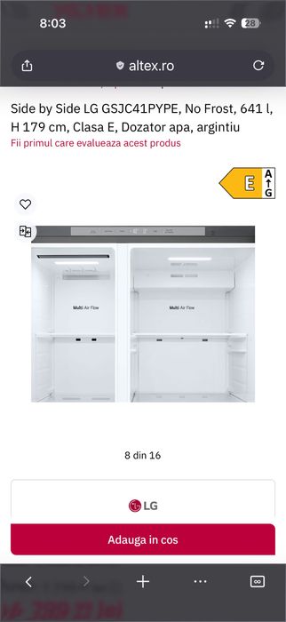 LG side by side, dozator, usa rapida