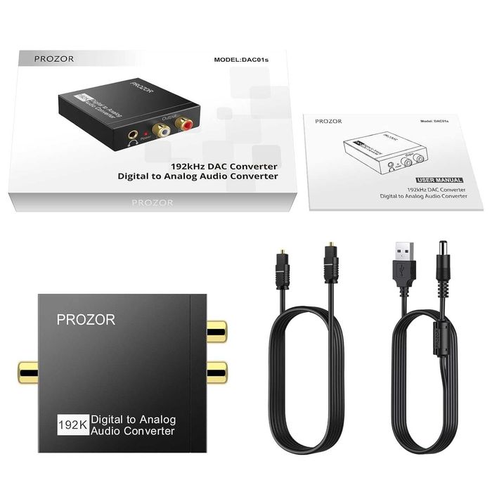PROZOR 192KHz Digital to Analog Audio Converter–SPDIF/Toslink към RCA