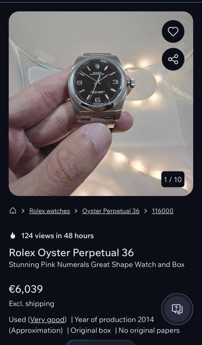 Часовник ROLEX  Oyster Perpetual 36 mm
