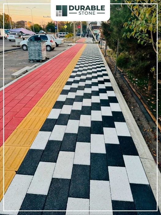 Тротуарная пресс плитка.Брусчатка "Бульвар" 20*40. Bruschatka. Bordyur