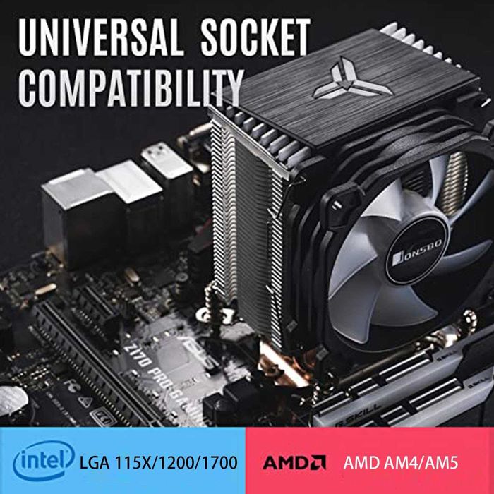 Cooler CPU Aer JONSBO CR1400 RGB PWM 92mm 4 conducte căldură,Ventilatoare PC detașabile Intel LGA 1851 1700 1200 1151, AMD AM4 AM5, Negru