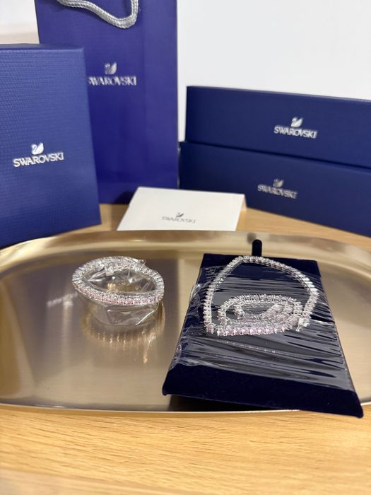Set Swarovski Tennis Matrix Roz/ colier+brățară