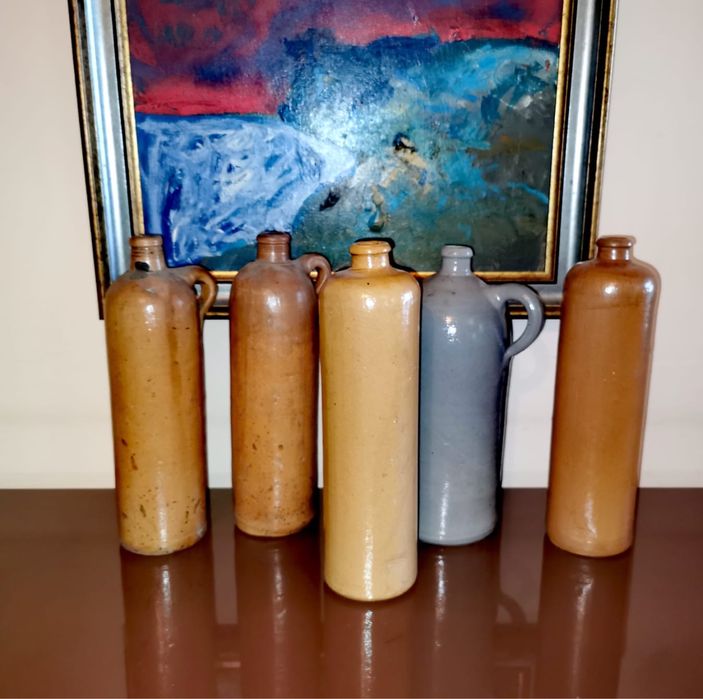 Бутилки Винтидж от гланцирана и не гланцирана керамика 4бр едноцветни