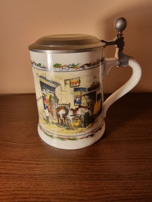 Halbă din Portelan Seltmann Weiden Bavaria cu capac din zinc