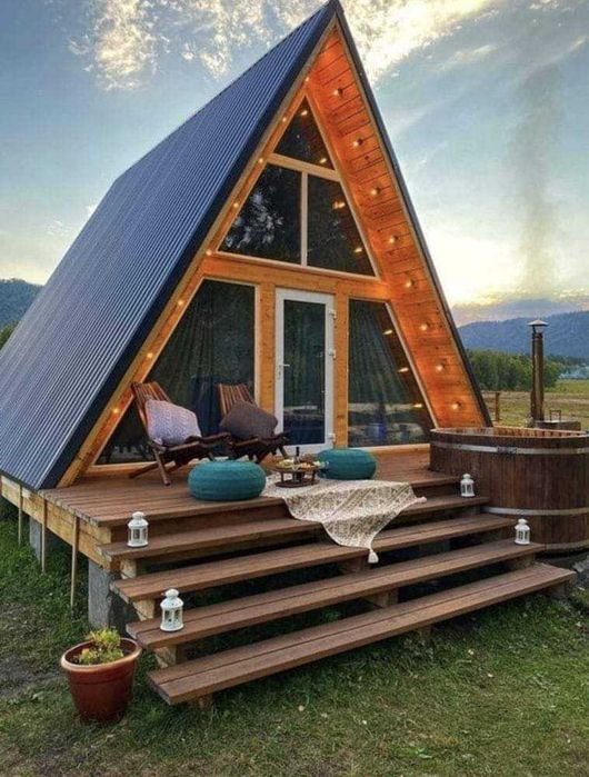 Cabana stil A-Frame, Foisoare, Terase și Case din structura de lemn