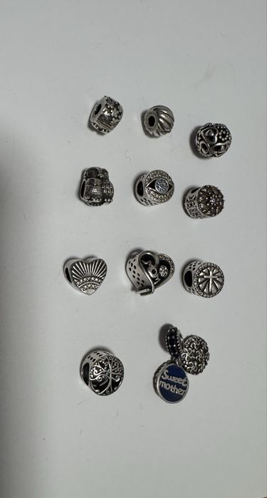 Bratara originala Pandora 21 cm cu 12 charmuri + lant de siguranta