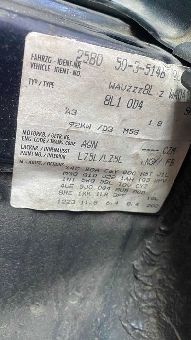 На Части Audi A3 8L 1.8 125кс AGN