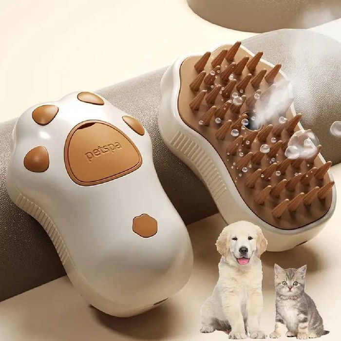 Perie 3 în 1 cu Vaporizare pentru Animale de Companie
