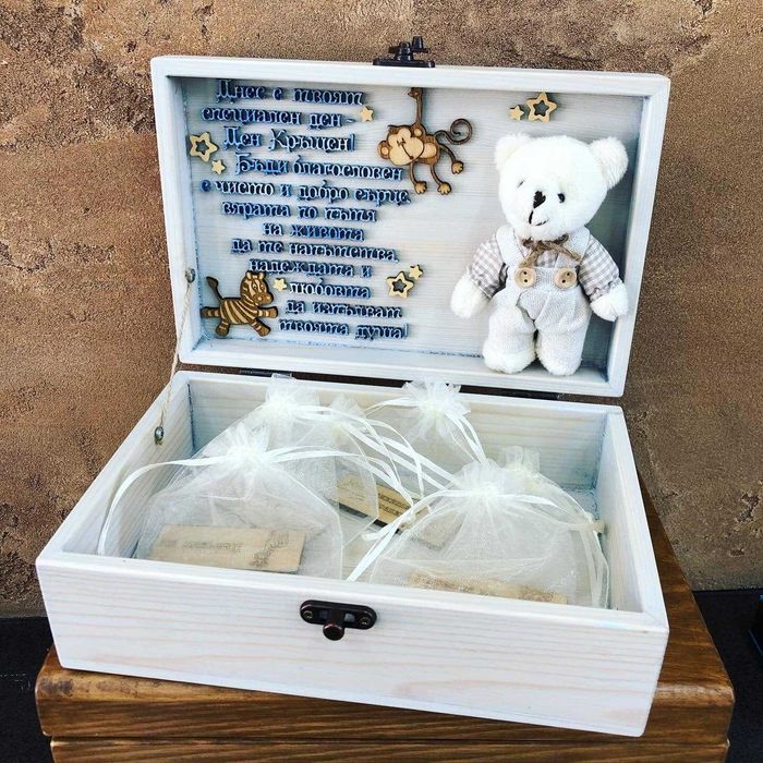 Персонализиран подарък кутия за бебешки съкровища/бебешка визитка