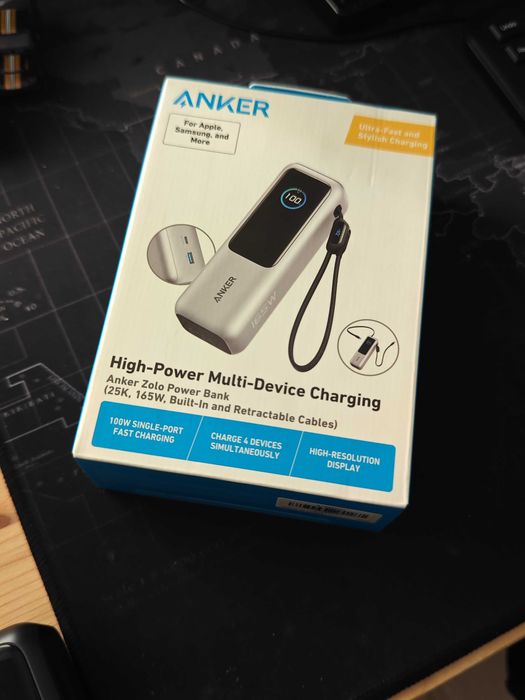 Baterie Externă Anker Zolo 25.000mAh, 165W, USB-C Retractabil, Noua